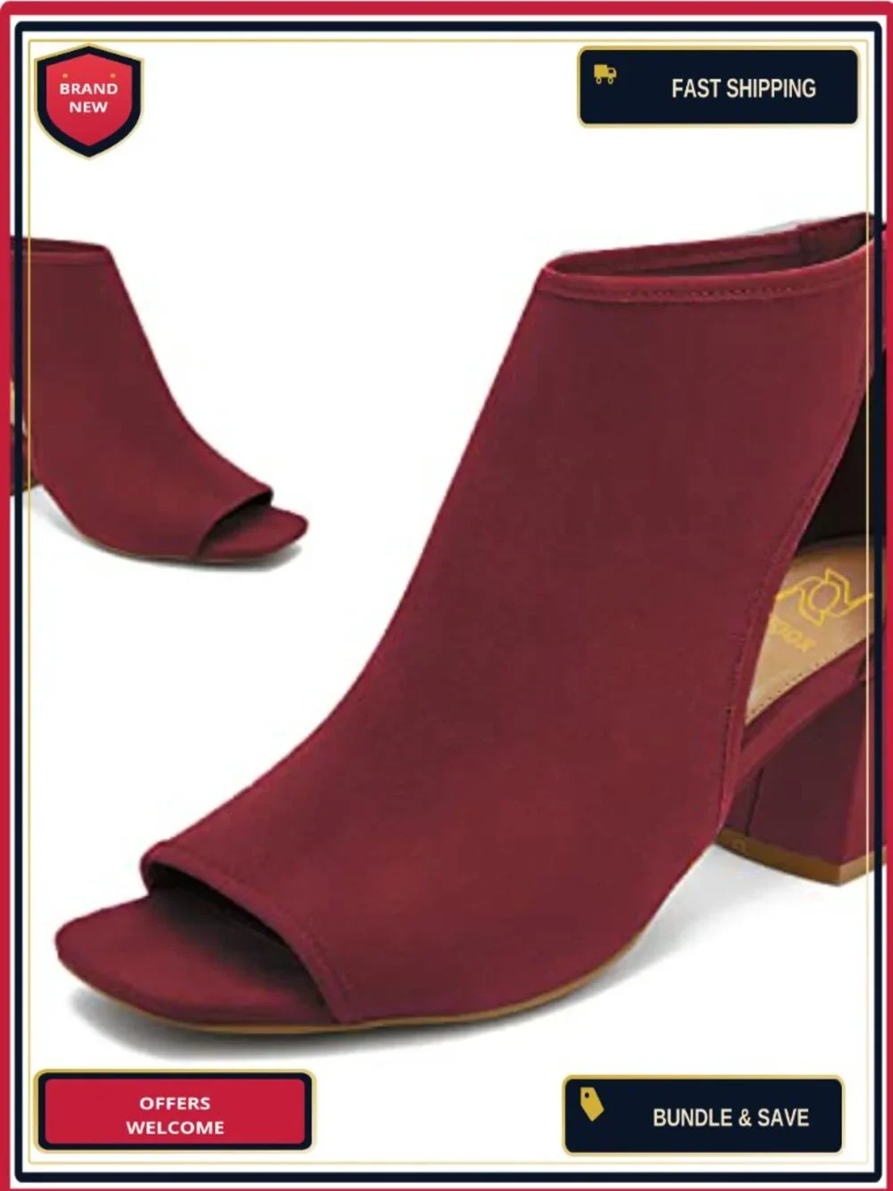 Chunky High Heel Suede Open Toe Side Cut-Out Ankle Booties with Back Zipper
